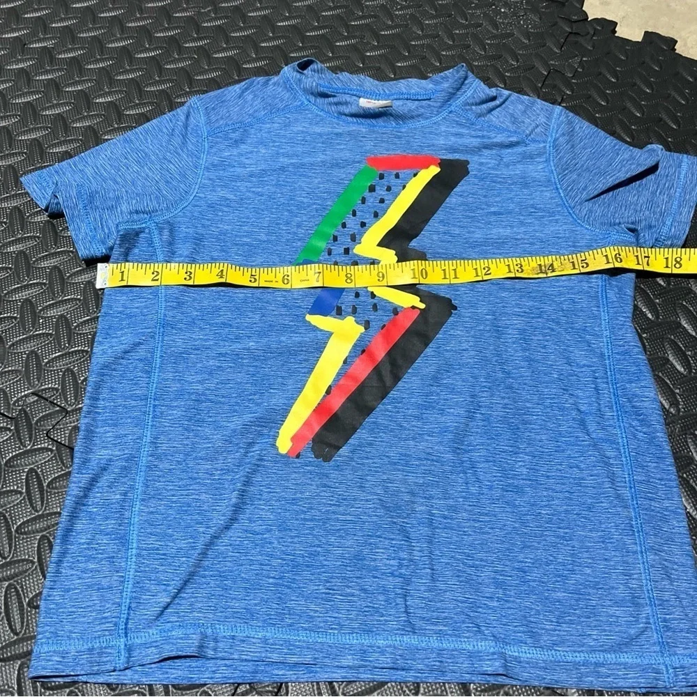 Boys Hanna Andersson Short Sleeve Shirt Blue Lighting Bolt Size 120 US 6-7